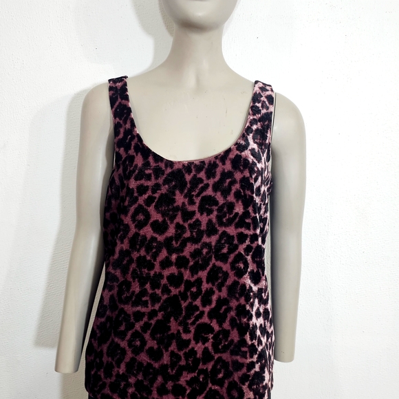 J. Crew Burgundy Leopard Velvet Tank Top - Picture 6 of 14